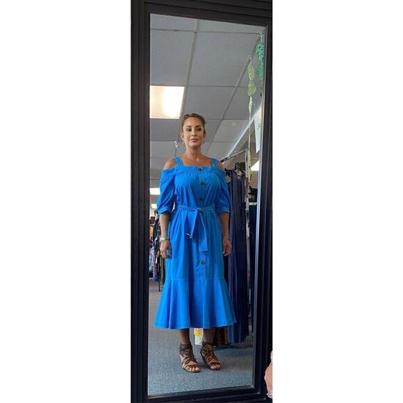 Derek Lam 10 Crosby Santorini Blue Dress Azure Size 10 NWT $495 Cold Shoulder - mordernwear.com Derek Lam 10 Crosby Santorini Blue Dress Azure Size 10 NWT $495 Cold Shoulder - mordernwear.com